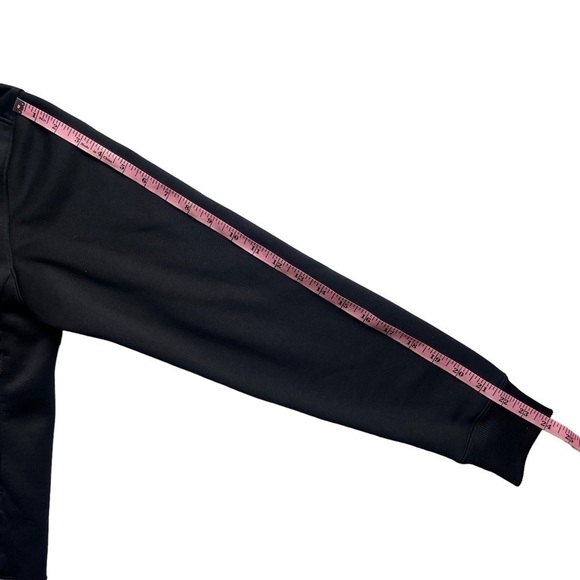 Under Armour fleece zip up branded track jacket rib cuff hem black pink size S - Picture 12 of 14